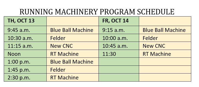 Wood Pro Expo Lancaster Running Machine Program