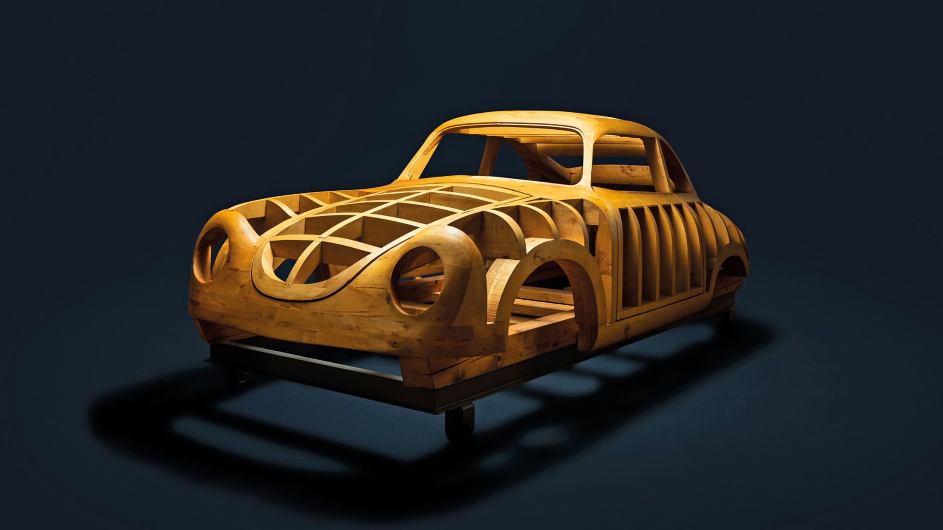 Ash wood frame used as template for Porsche's original 356 model