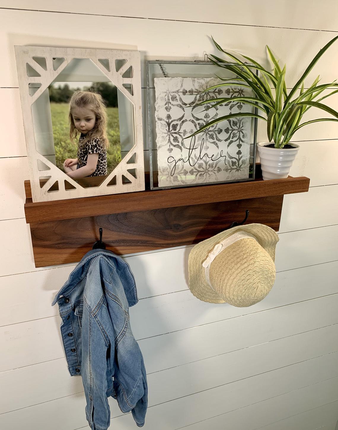 Rowe Station Woodworks small shelf with hooks