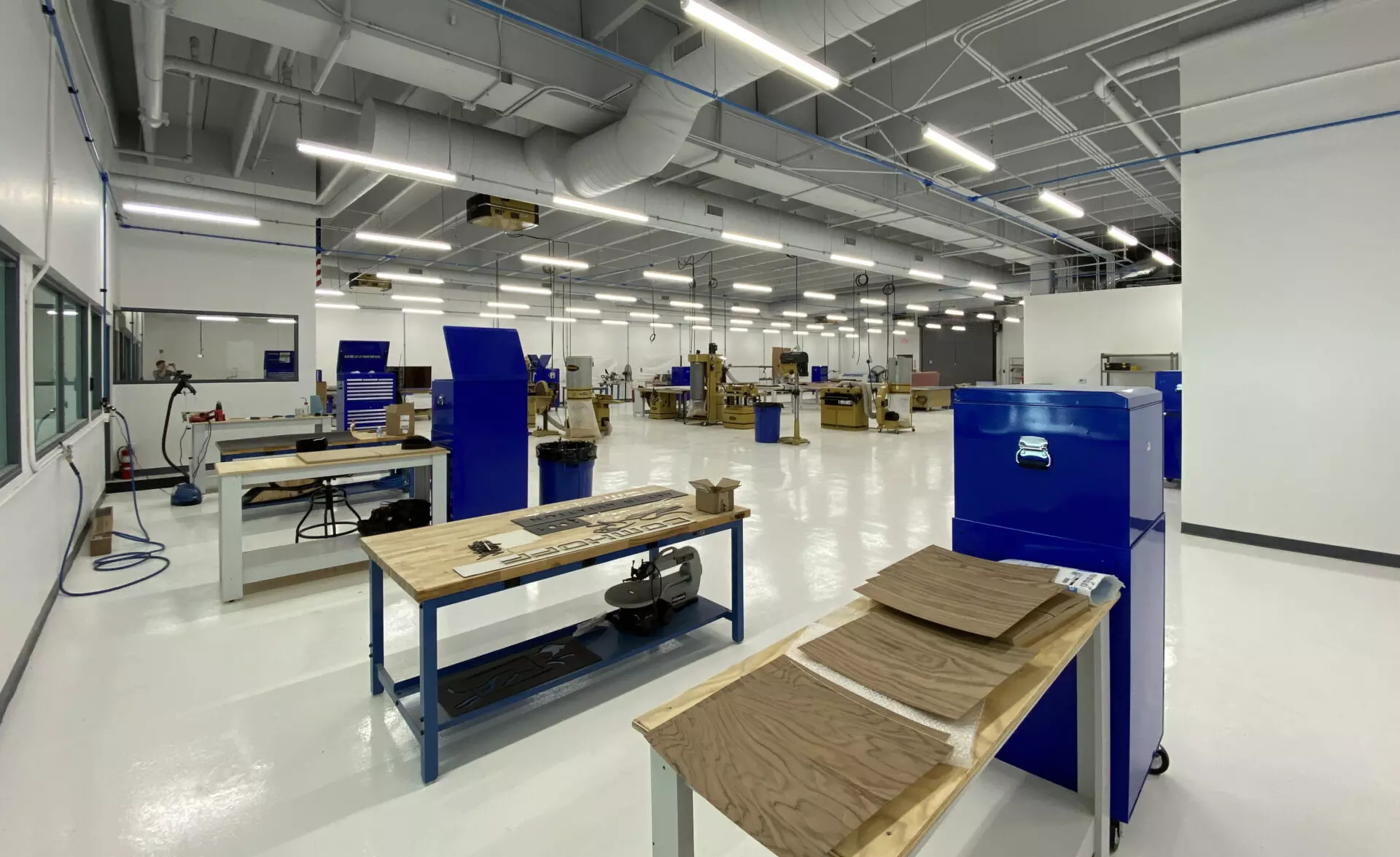 Bomhoff Limited's production shop, which includes full woodworking and veneer capabilities.