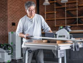 Festool track saw in use