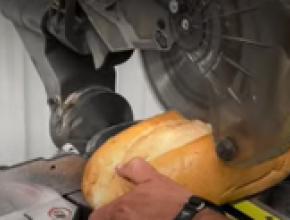 Bread cut by chop saw