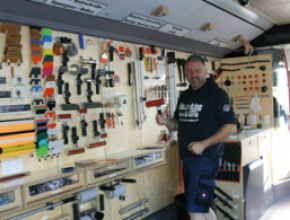 Worker at Yellotools shows shadow board