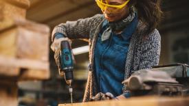 woman woodworking