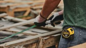 Stanley tape measure on hip