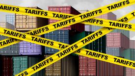 Tariff caution tape graphic