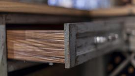 Elmwood walnut drawer in weathered slate