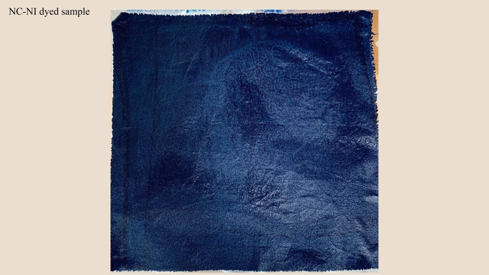 Cotton sample dyed with wood pulp-based indigo dye