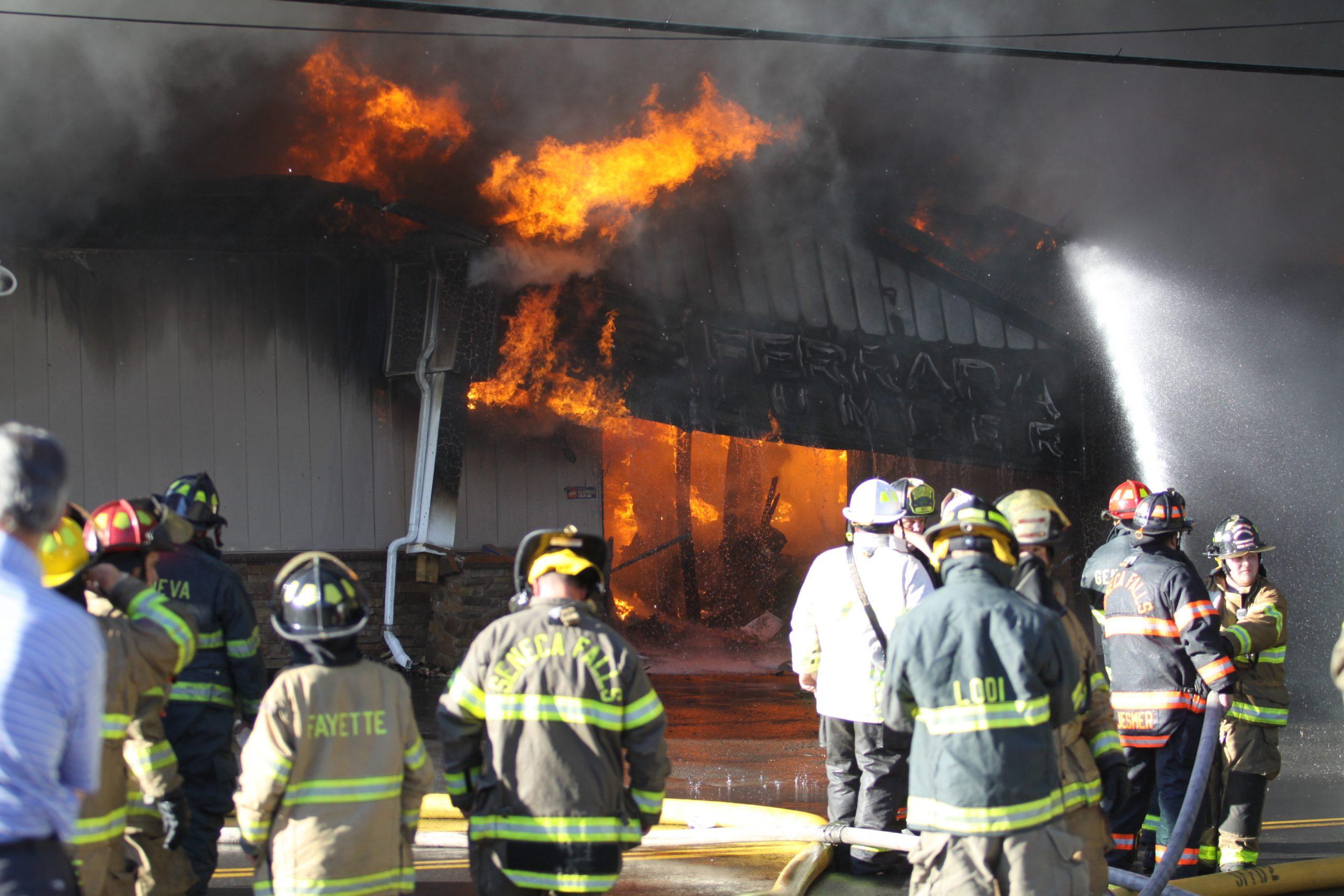 Senaca Falls fire at lumber yard.